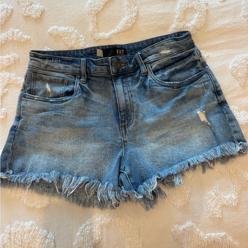 Kut From The Kloth Light Blue Distressed Frayed Denim Shorts